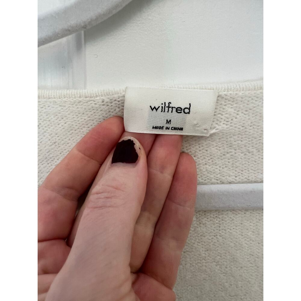 Aritzia Wilfred SoftSpoke Dear Wrap Sweater White Cashmere Blend Women's M FLAW - Picture 4 of 15